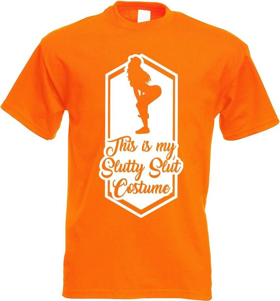 Kiwistar - T-Shirt - orange - This is My Slutty Slut Costume Motiv Bedruckt Funshirt Design Print - mit Motiv Bedruckt - Funshirt Design - Sport - ...