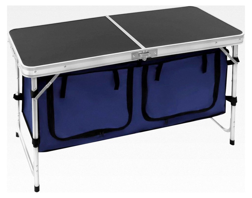 Klappbarer Alu-Campingtisch Tragbarer Gartentisch Balkontisch 120×47×70 cm Höhenverstellbar (54/63/70 cm) 35 kg Tragkraft Mit 2 Aufbewahrungstas...