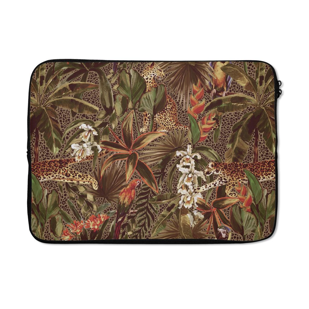 MuchoWow Laptop Hülle 13 Zoll Vintage - Natur - Dschungel - Muster Laptoptasche - Laptophülle - Sleeve - Rundumschutz