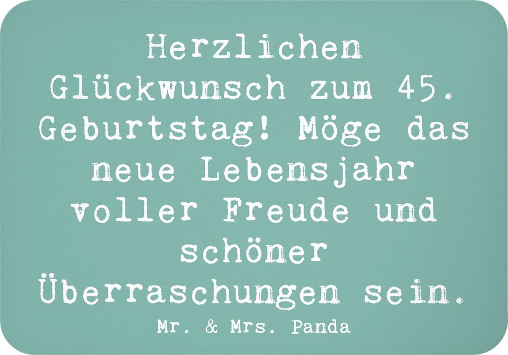 Mr. & Mrs. Panda magnet Spruch 45. Geburtstag Freude - Meeresbrise - Geschenk, Kühlschrankmagnet, zettelhalter, schöne Überraschungen, Notizhalt...