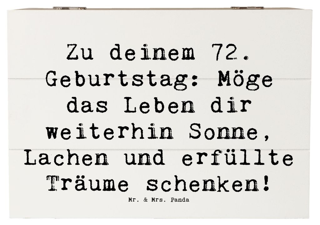 Mr. & Mrs. Panda Box Spruch 72. Geburtstag 22 x 15 cm - Weiß - Geschenk, Dankbarkeit, Holz Aufbewahrungsbox, Truhe, Erinnerungskiste, Alter, Lache...