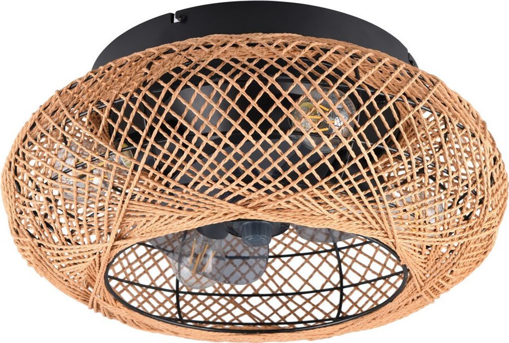 Plafonnier avec ventilateur boho marron noir LILLESAND RL Image du produit 
