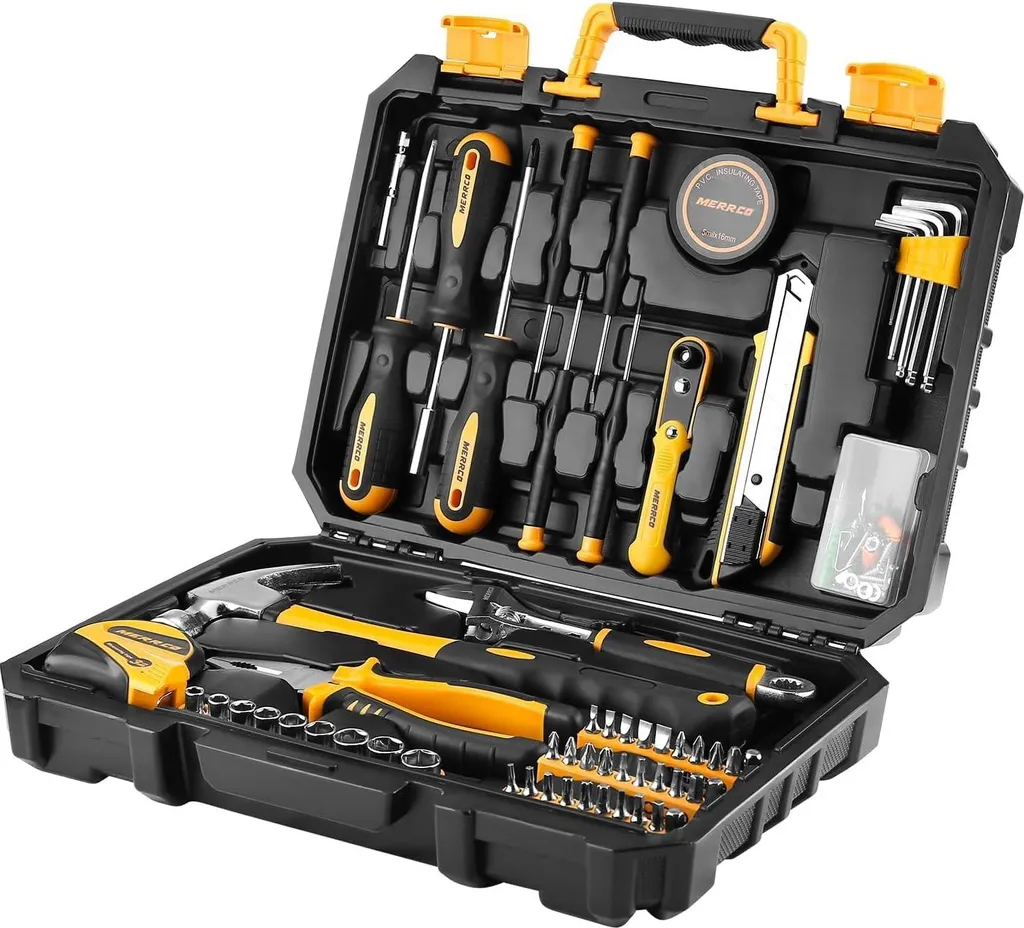 Coffret d'outillage à main général 100 pcs avec mallette de rangement pratique