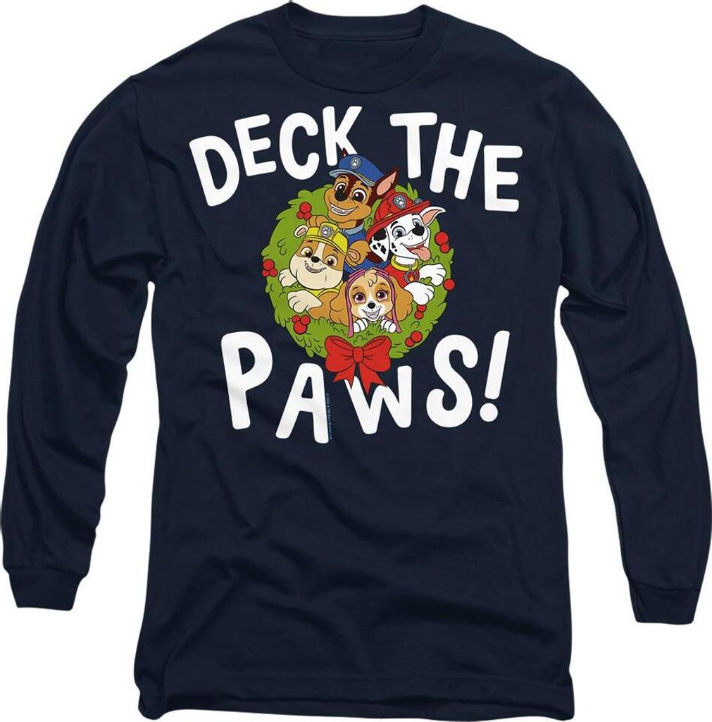 Paw Patrol - "Deck The Paws" T-Shirt für Herren/Damen Uni - weihnachtliches Design TV10539 (S) (Marineblau)