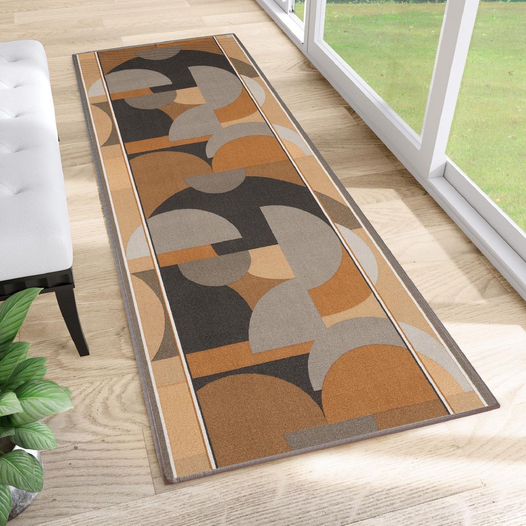 Tapiso Läufer Anti Rutsch Modern Grau Braun Wohnzimmer 100 x 360