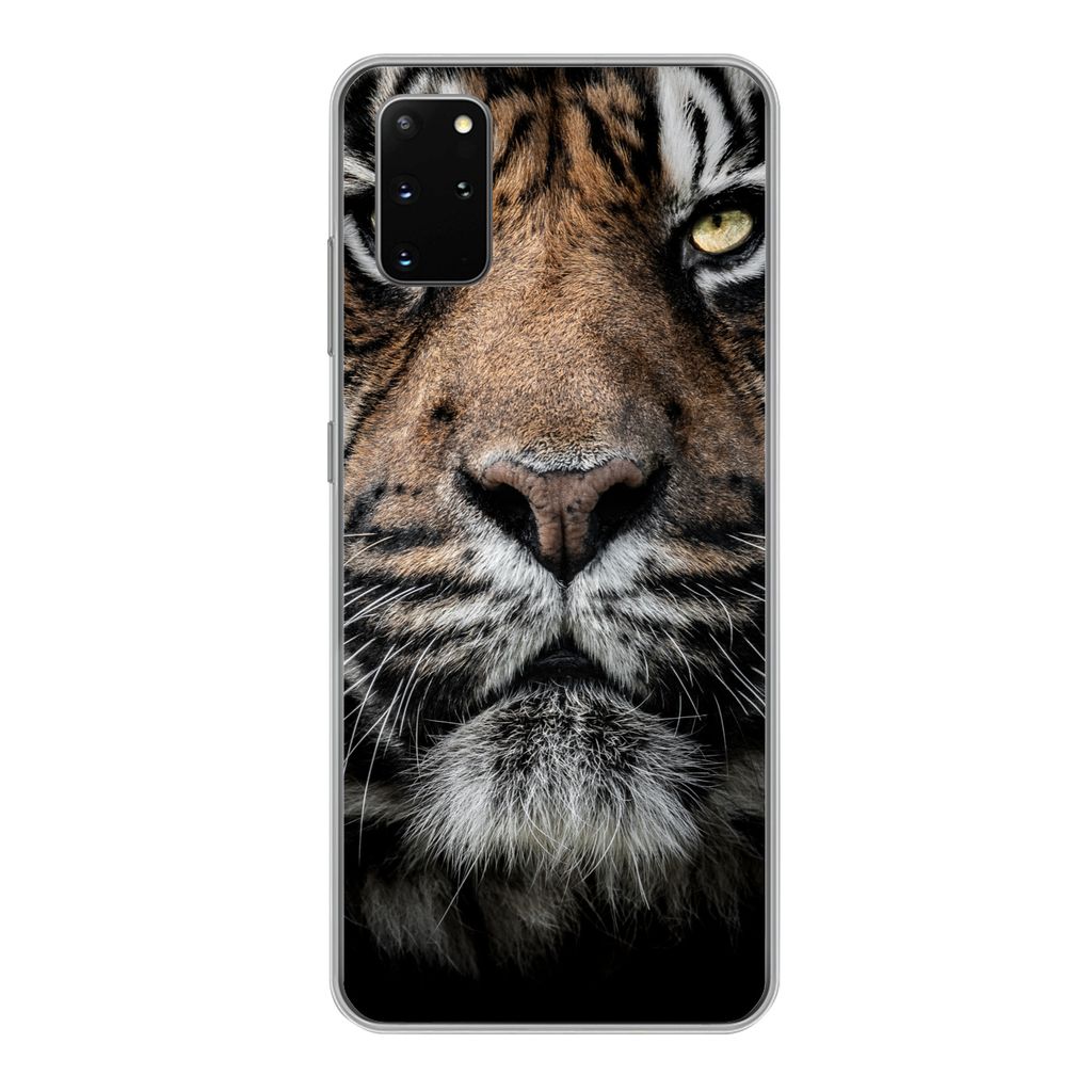 MuchoWow Handyhülle Schutzhülle Hülle für Samsung Galaxy S20 Plus Tiger - Nahaufnahme - Tier Silikon Softcase Handy Hülle - Hartschale