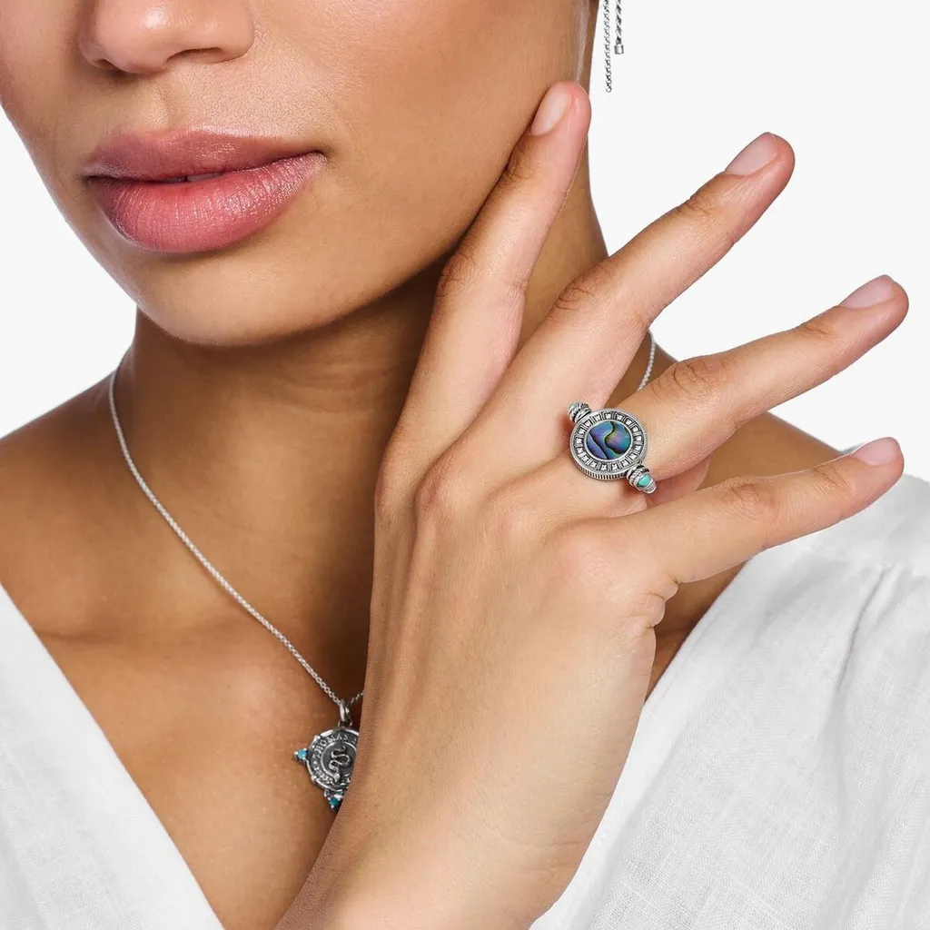 Bague Médaille Abalone Coin Thomas Sabo Argent 925 Irisé Weite 52 - 4