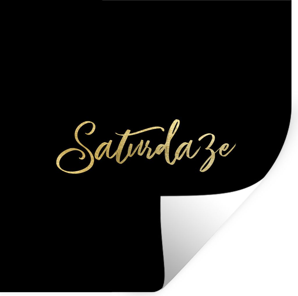 MuchoWow Wandtattoo Wandsticker Wandaufkleber Wochenende - Zitat - Gold - Schwarz 50x50 cm Selbstklebend und Repositionierbar - Selbstklebend - F...