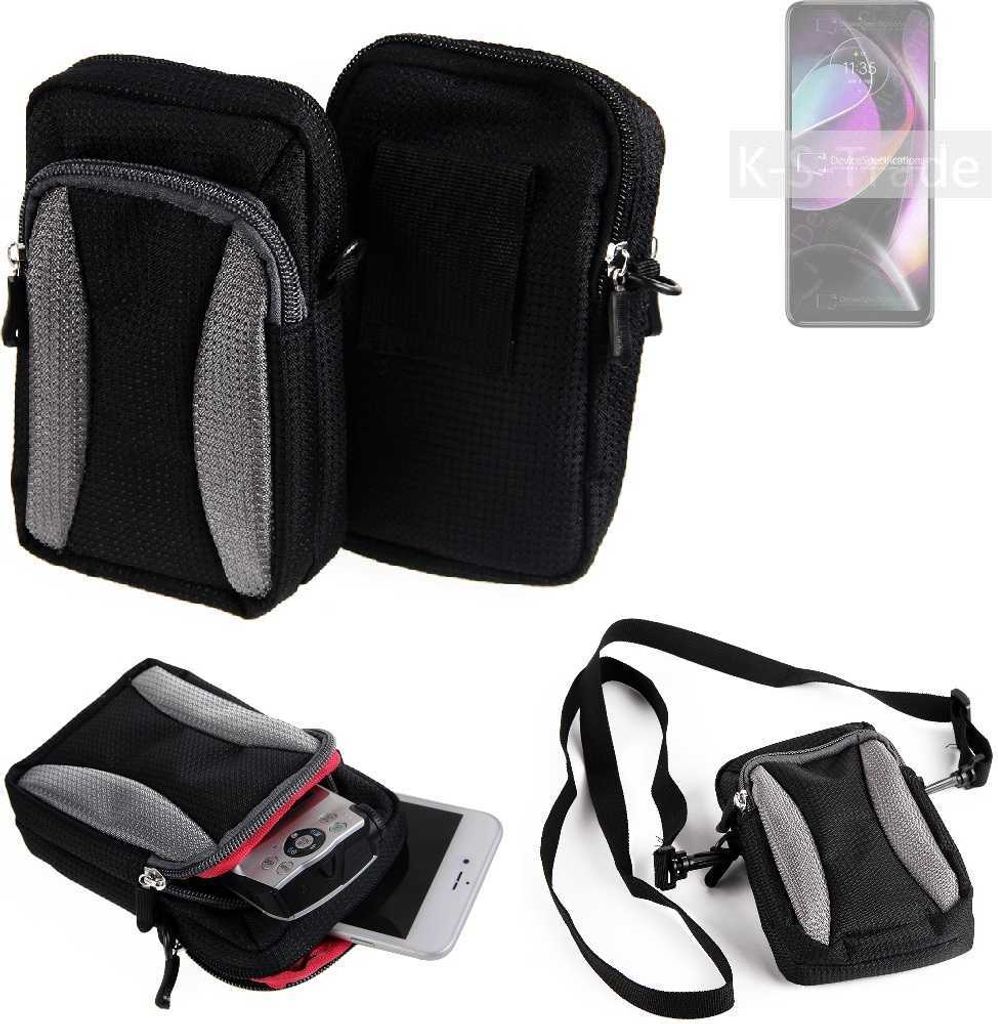 K-S-Trade Holster Schutz Hülle kompatibel mit Motorola Moto G 5G (2022) Handy Hülle Gürteltasche Umhängetasche mit Zusatzfach schwarz