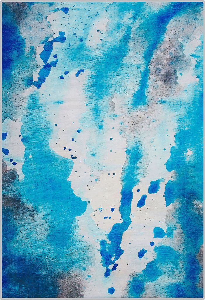 BELIANI Teppich Blau mit Grau 140 x 200 cm mit Flecken Motiv Abstrakt Bedruckt Rechteckig Modern