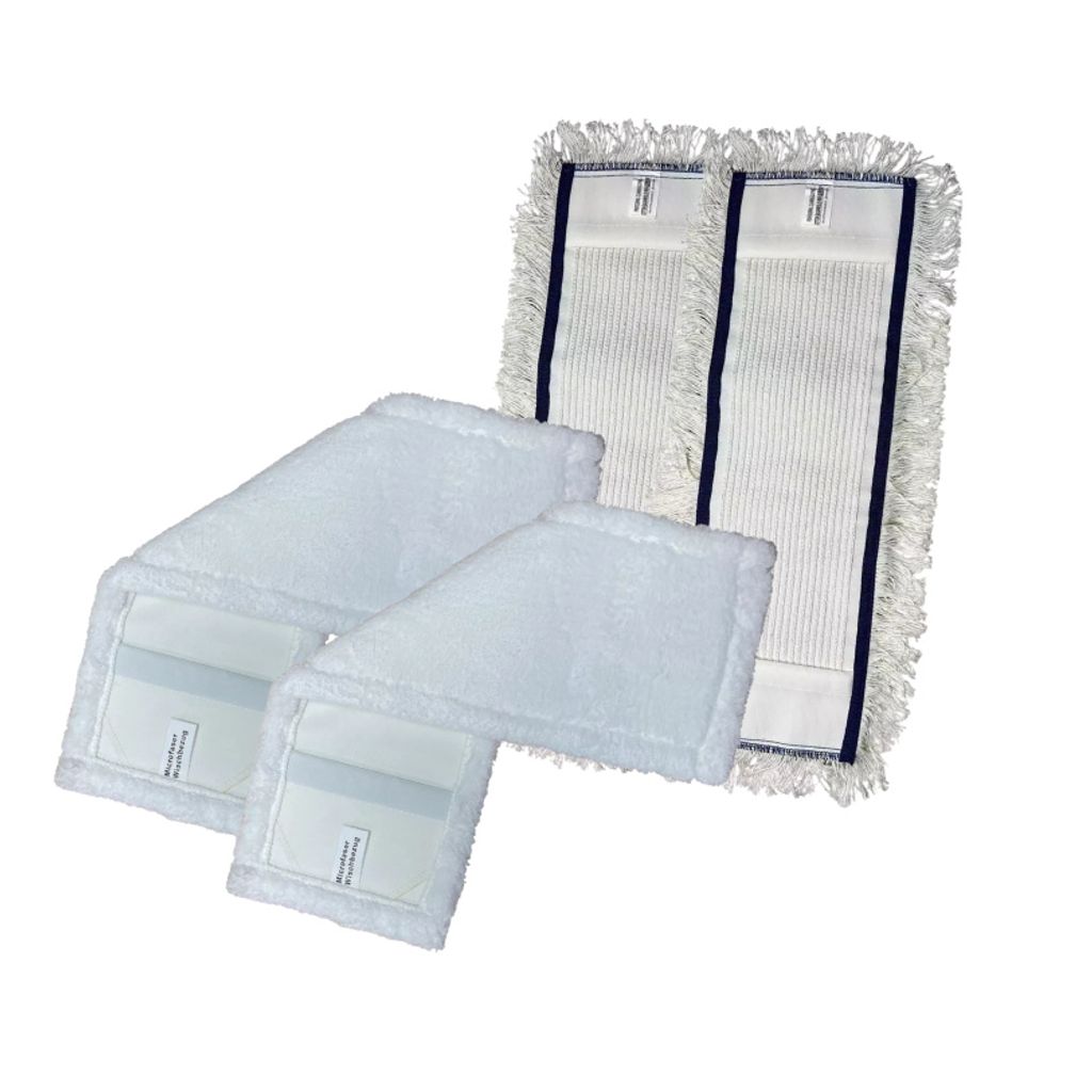 4x PROFI Wischmopp Bodenwischer Wischbezug 2x Mikrofaser 2x Baumwollbezug 50cm