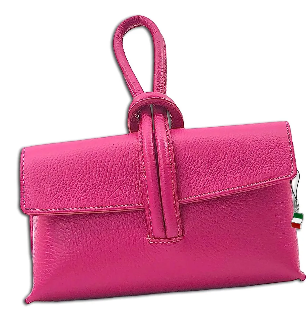 Pochette Florence fuchsia en cuir pour mariage et cocktail, OTF834P