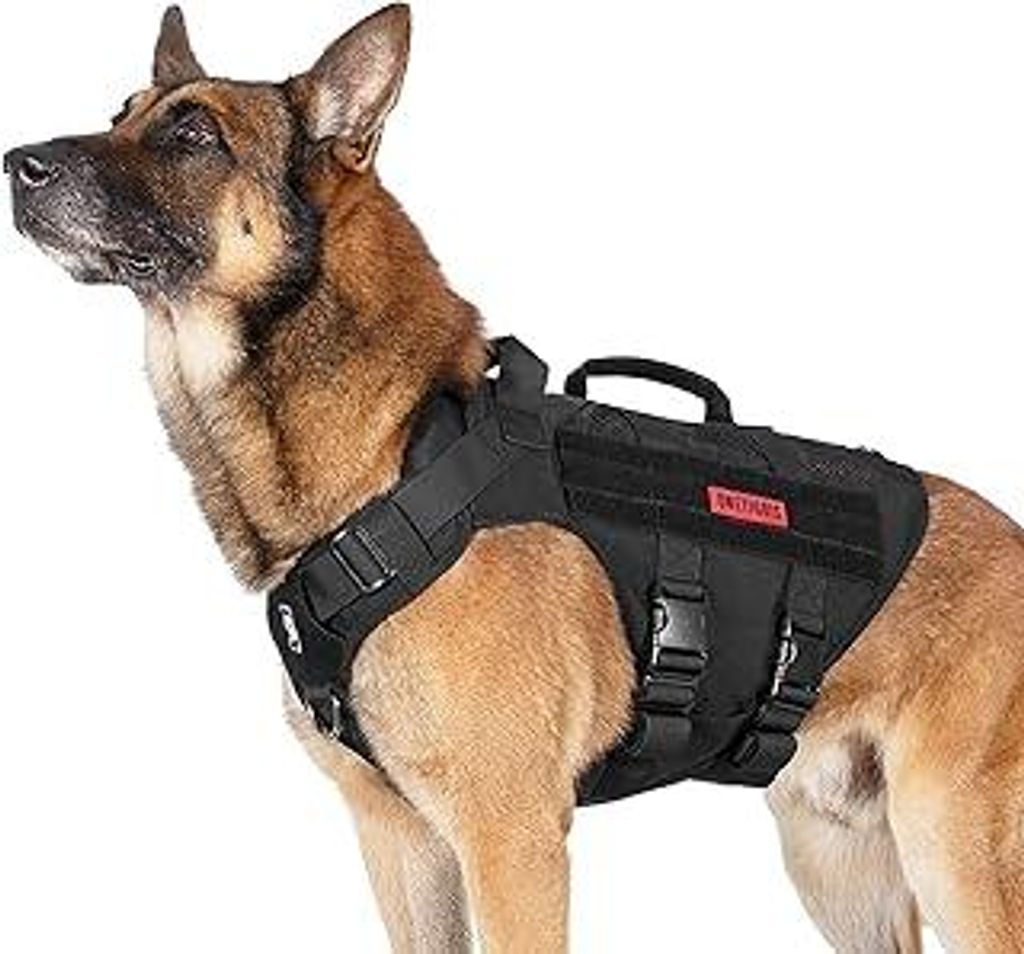OneTigris Hundegeschirr Grosse Hunde, AIRE MESH Taktisches Anti Zug Geschirr mit 2 Griff Verstellbar Brustgeschirr No Pull Dog Harness Atmungsaktiv...