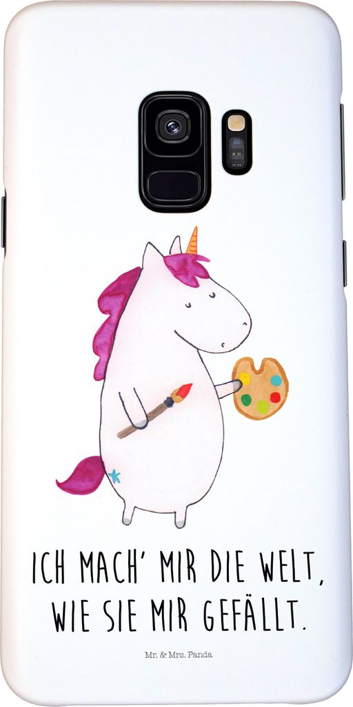 Mr. & Mrs. Panda Samsung Galaxy S9 Handyhülle Einhorn Künstler - Weiß - Geschenk, Hülle, Handy Schutzhülle, Welt, Handycover, Malen, Englisch,...
