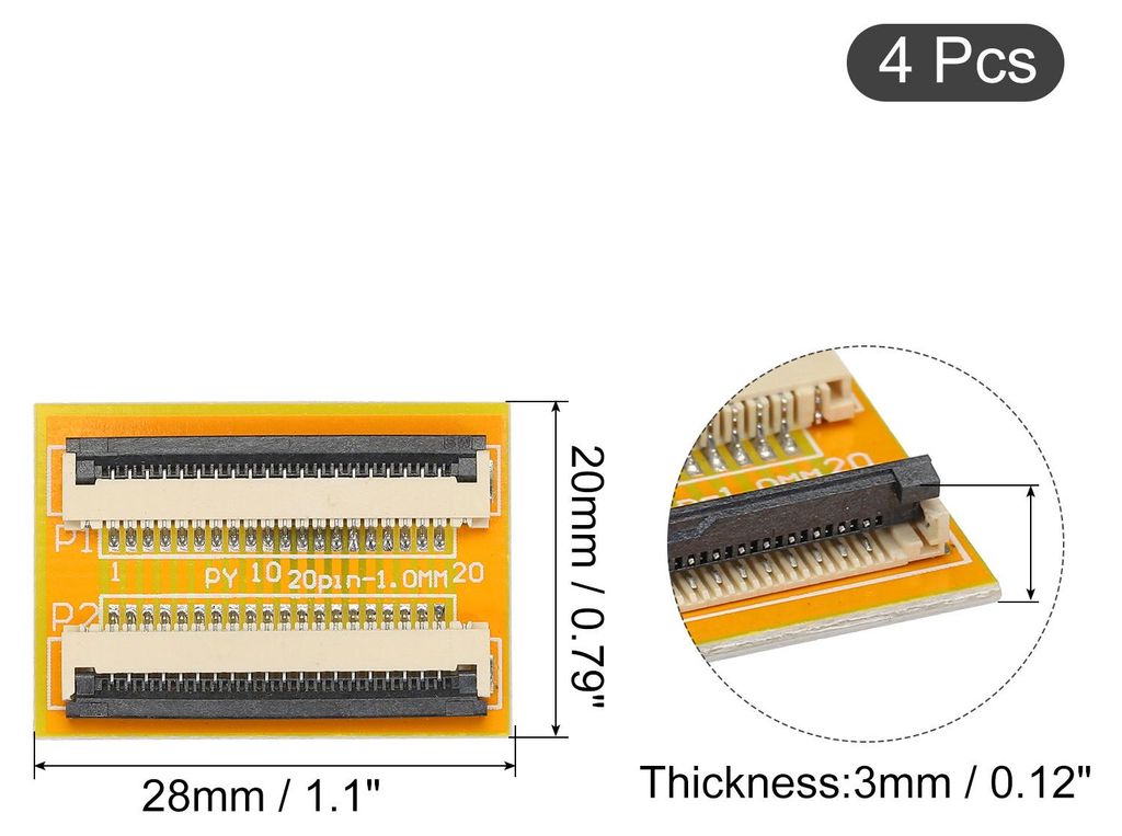4 Stš¹ck FFC FPC Erweiterungsplatine PCB-Extend ZIP HDD-Anschluss 20 Pin 1mm Pitch Einseitig fš¹r LCD 3D Drucker Kamera DVD TV Laptop