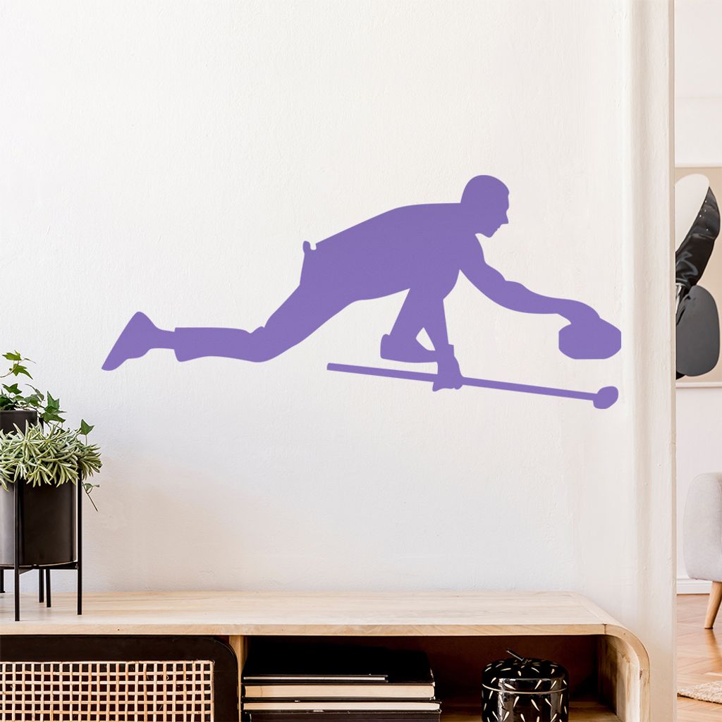 Curling Spieler Curlingspieler Wandtattoo Wandaufkleber Wall Sticker - Dekoration, Küche, Wohnzimmer, Schlafzimmer, Badezimmer