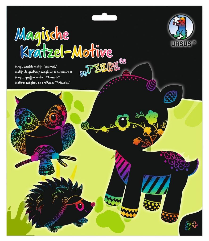 URSUS 24540003F, Rubbelkarte für Kinder, Schwarz, Mehrfarbig, 6 Stück(e)