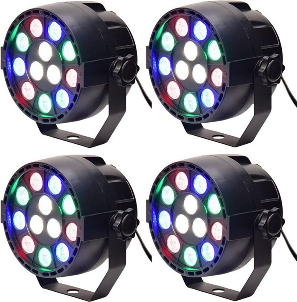 LED Stage Light Lamp RGBW PAR Lights 12pcs LEDs 12W Sound-activated Auto DMX512 Disco Light for DJ Party Wedding Club Pub KTV, Pack of 4 Lights