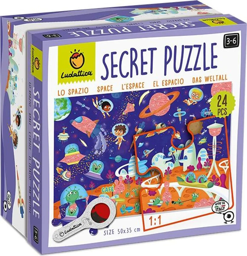 Ludattica Puzzle Espace : Jeu éducatif avec loupe secrète magique