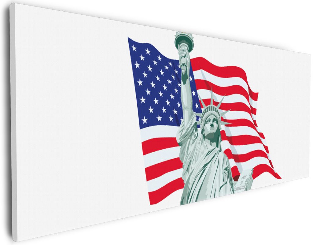 Wallario Premium Leinwandbild Freiheitsstatue USA in Größe 30 x 75 cm