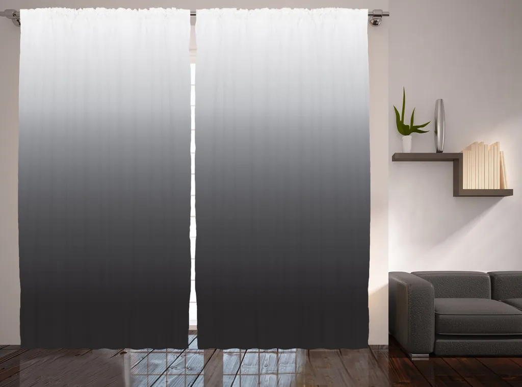 Rideau Gris Ombré Rustique 280x225 cm, Tissu Durable à Boucles et Crochets