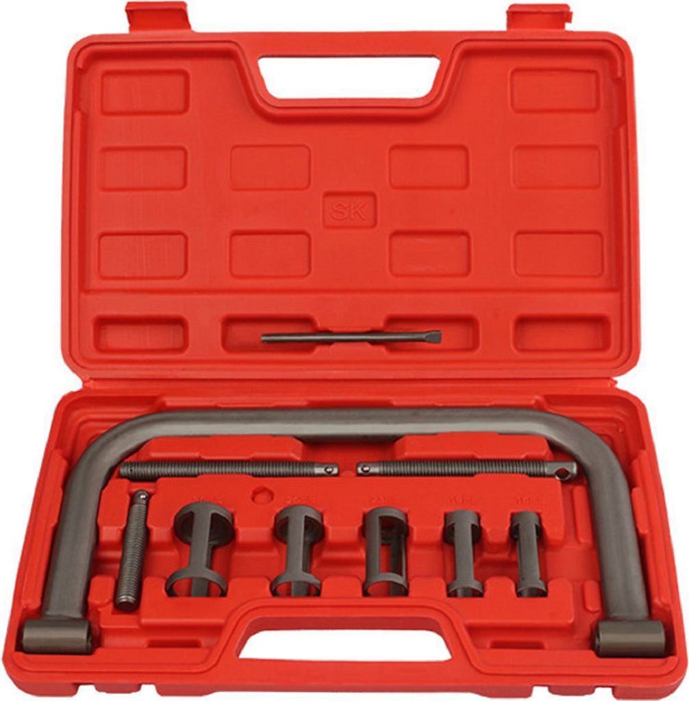 10 PCS Ventilfeder Kompressor C Clamp Kit frei Demontage Ventilfeder Montage Removal Tool mit Collet Pusher Adapter, Verlängerungsstangen, Hebel f...