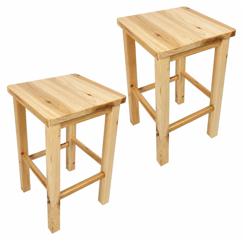 Zestaw 2 szt taboret drewniany sosnowy stołek kuchenny Zdjęcie produktu 