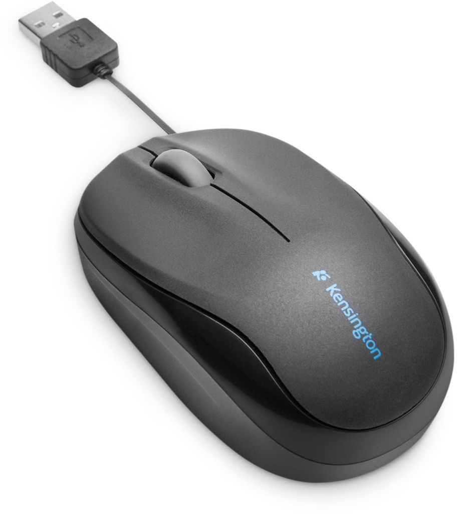 Kensington Pro Fit Mobile Maus mit einziehbarem Kabel, optisch, USB, Schwarz