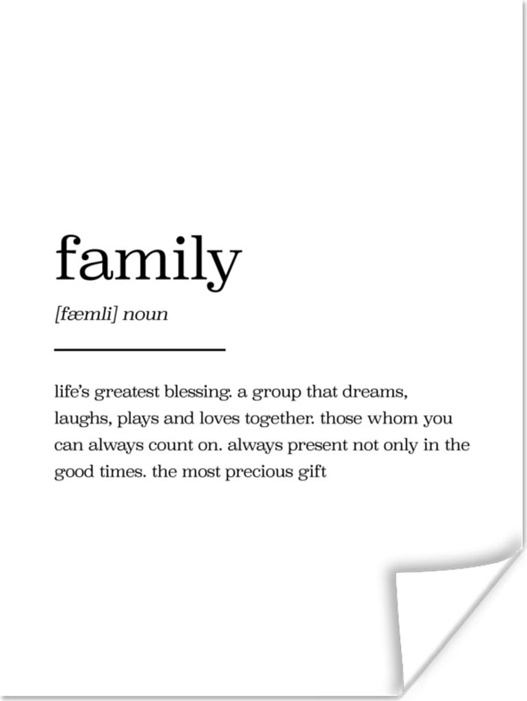 MuchoWow Poster sprichwörter - zitate - familie - Wörterbuch 120x160 cm - Wandbilder