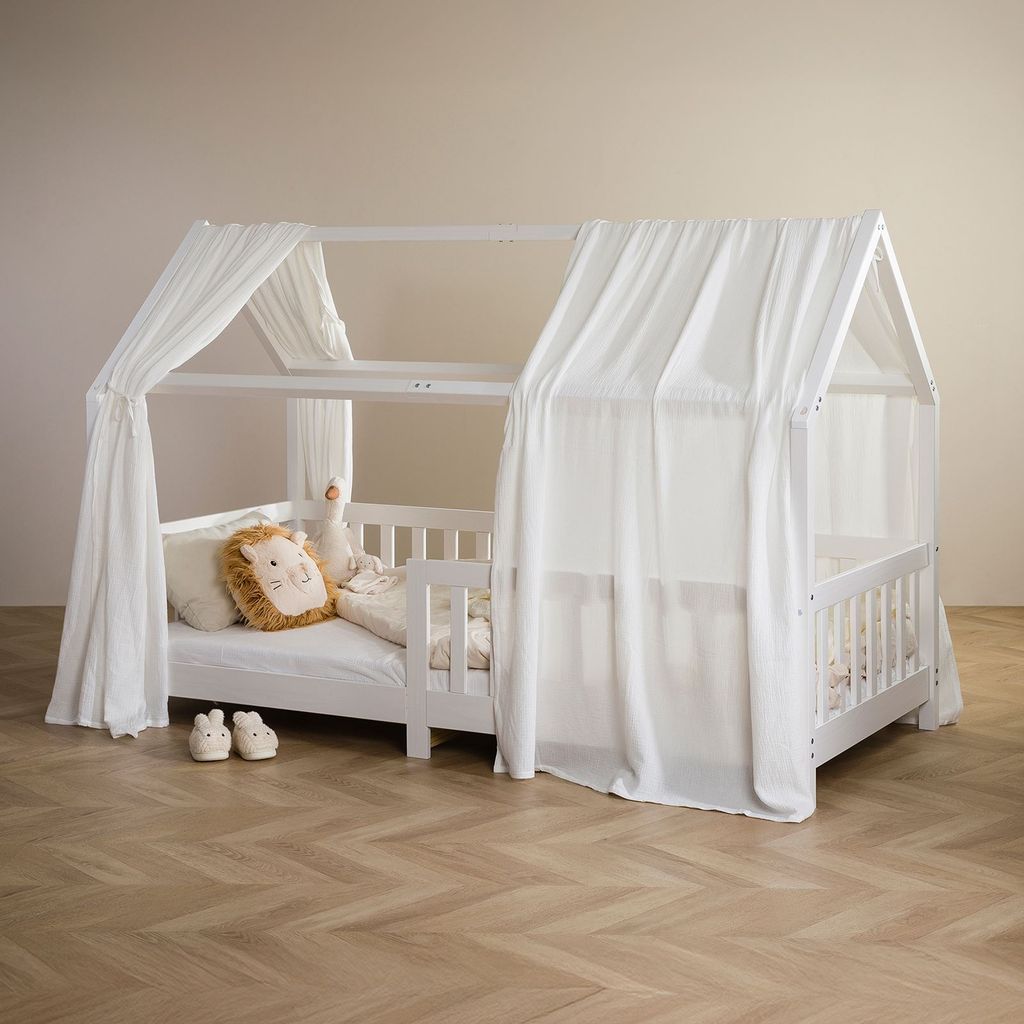 Hausbett-Himmel NENA im 2er Set in weiß - Betthimmel aus Produktbild 
