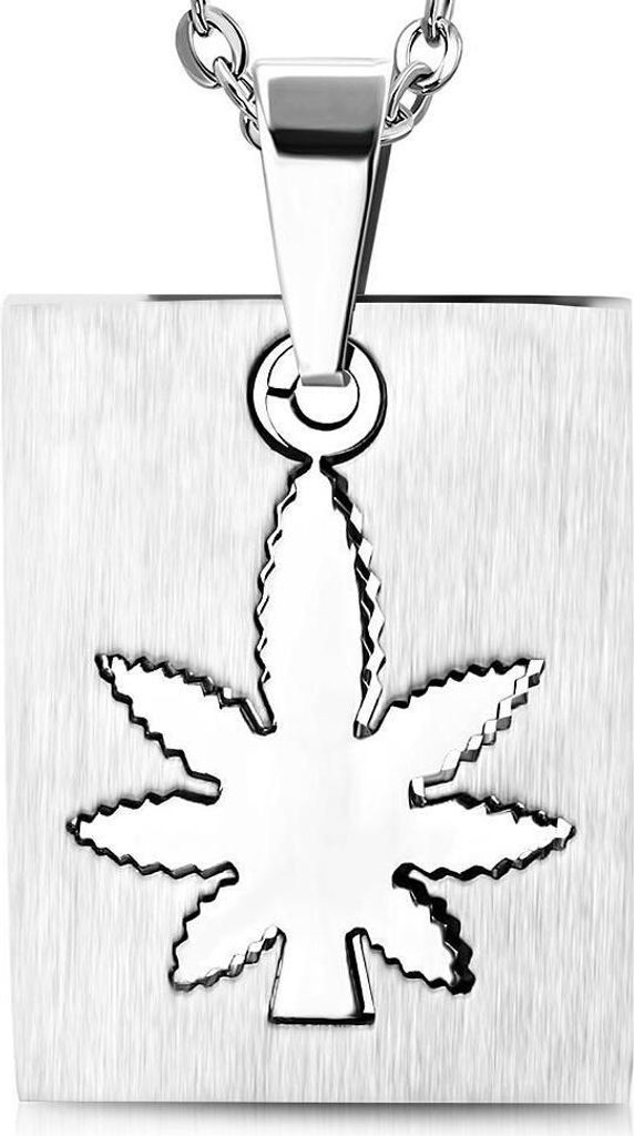 Anhänger Dog Tag Marihuana Silber aus Edelstahl Uni