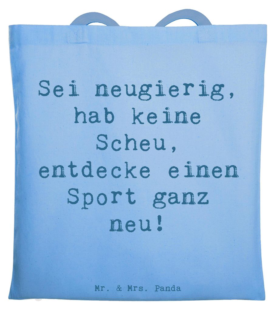 Mr. & Mrs. Panda Schultasche Spruch Neuer Sport - Sky Blue - Geschenk, neu entdecken, Tasche, Jutebeutel, Trost, Zuversicht, dokumententasche, Shop...