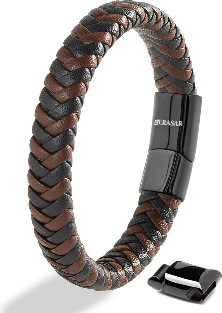 Bracelet Cuir Homme 17cm Anti-Perte avec Fermoir Aimanté Haute Sécurité