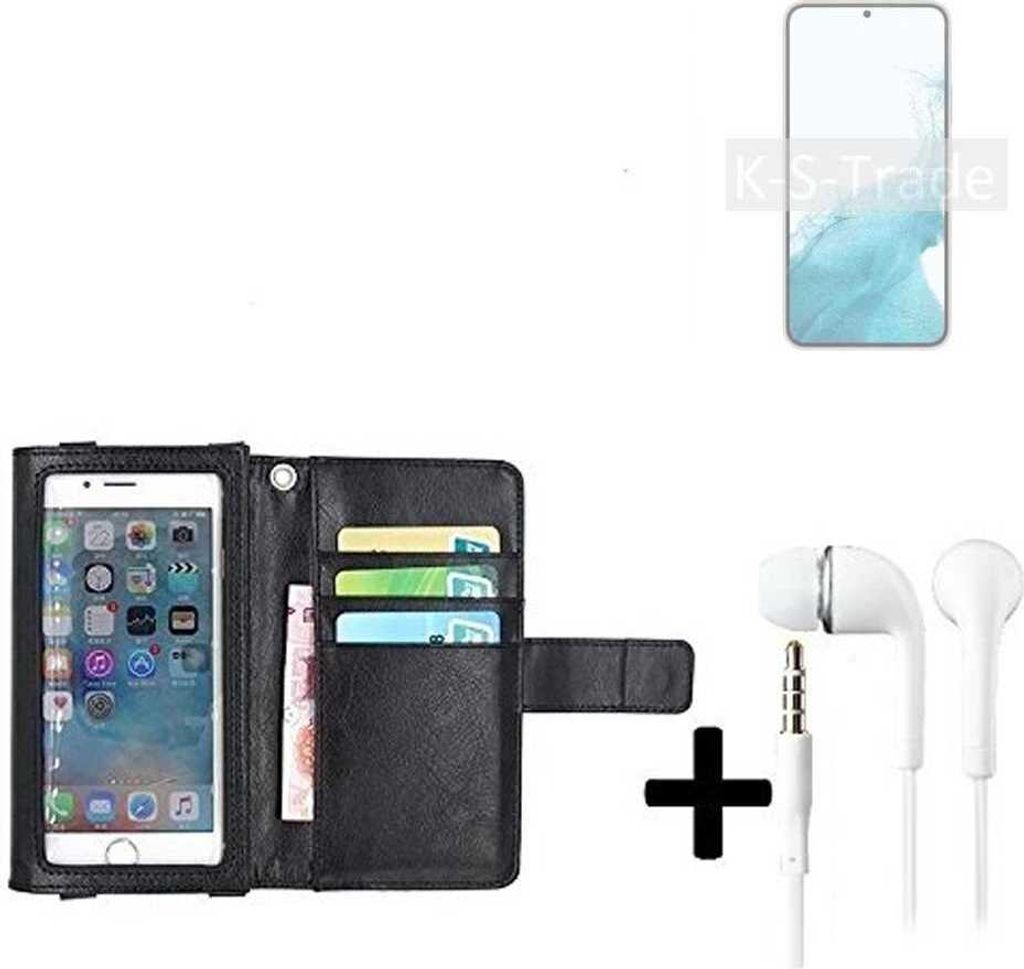 K-S-Trade Handyhülle + Kopfhörer kompatibel mit Samsung Galaxy S22+ Exynos Schutzhülle Case mit Displayschutz / Schutzfolie schwarz + Kopfhörer