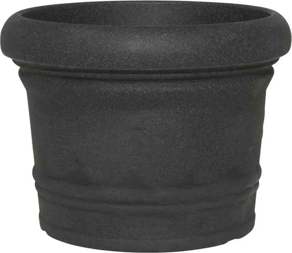 Grand Cache-Pot Design Venice 40 en Aspect Granite Noir Ø 40x30cm Scheurich