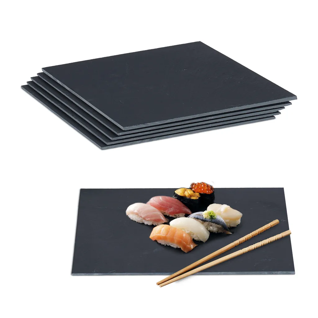 set di 6 piatti in ardesia relaxdays 40 x 30 cm