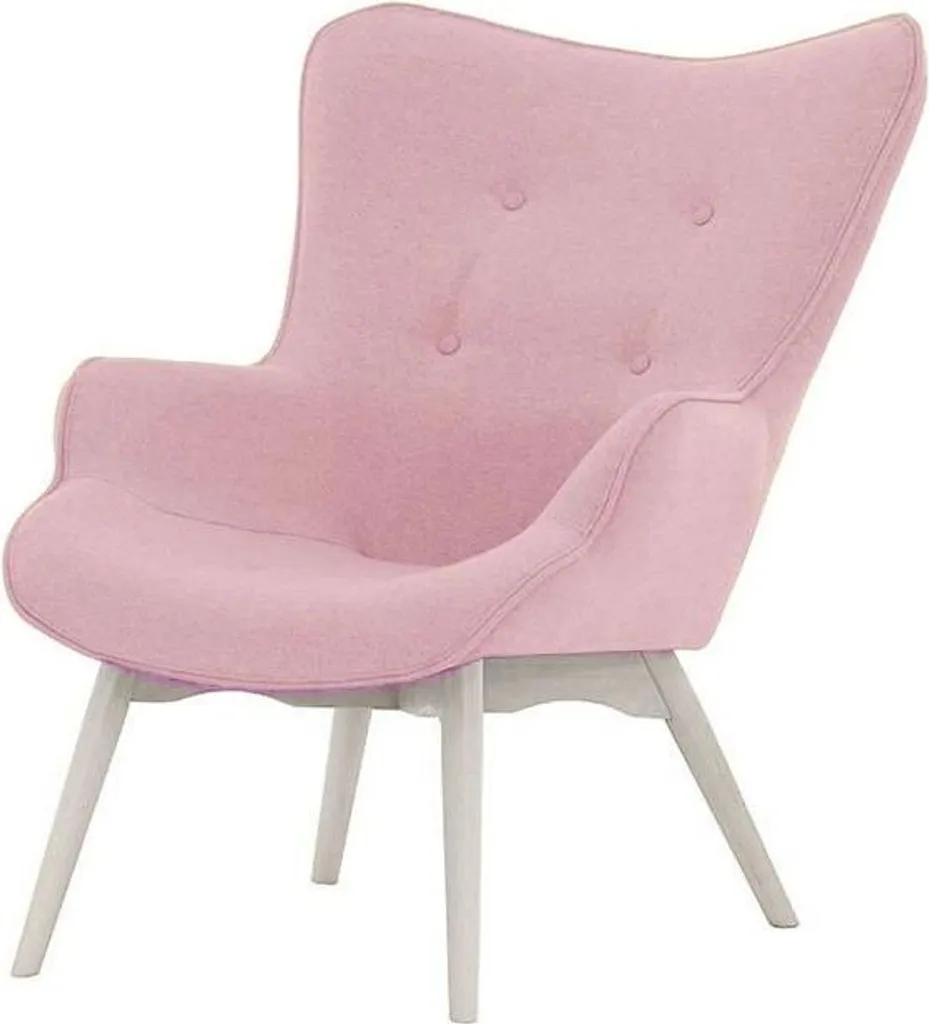 Fauteuil de Relaxation Blanc Ducon-Baku 16 en Tissu Doux et Pieds Bois