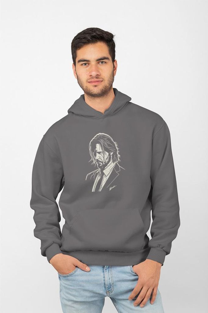 D&B Uni Hoodie MO00026 John Wick Anthrazitgrau-Größe 3XL