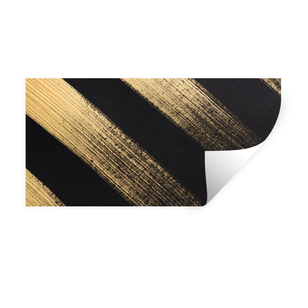MuchoWow Wandtattoo Wandsticker Wandaufkleber Goldene Farbstreifen auf schwarzem Hintergrund 40x20 cm Selbstklebend und Repositionierbar - Aufkleber