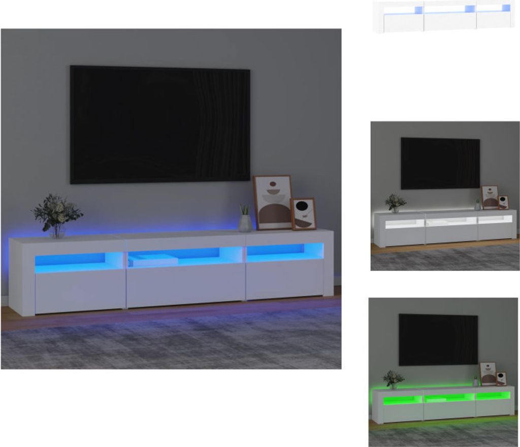 vidaXL TV-Schrank mit LED-Leuchten Weiß 195x35x40 cm - TV-Möbel