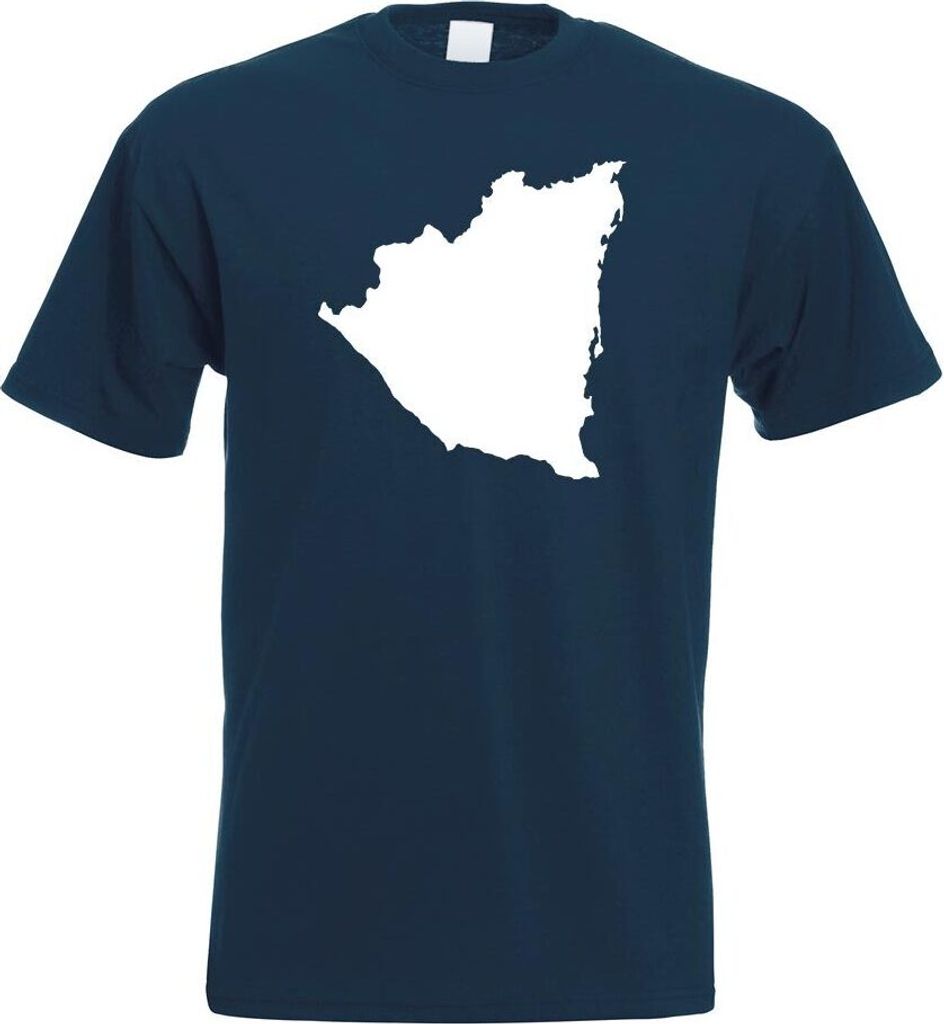 Kiwistar - T-Shirt - Navy - Nicaragua Umriss Kontur Herren Funshirt Bedruckt Design Sprüche Spruch Motive - mit Motiv Bedruckt - Funshirt Design -...
