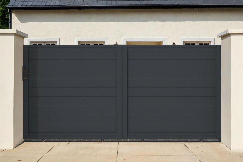 Schiebetor aus aluminium 4m EIGER H.140cm grau Produktbild 