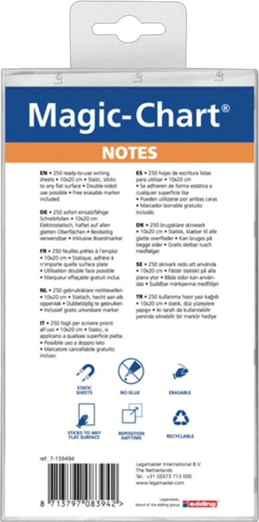 Magic-Chart Notes 159494 Format 10x20cm - 250 Notes Repositionnables Pro - 5