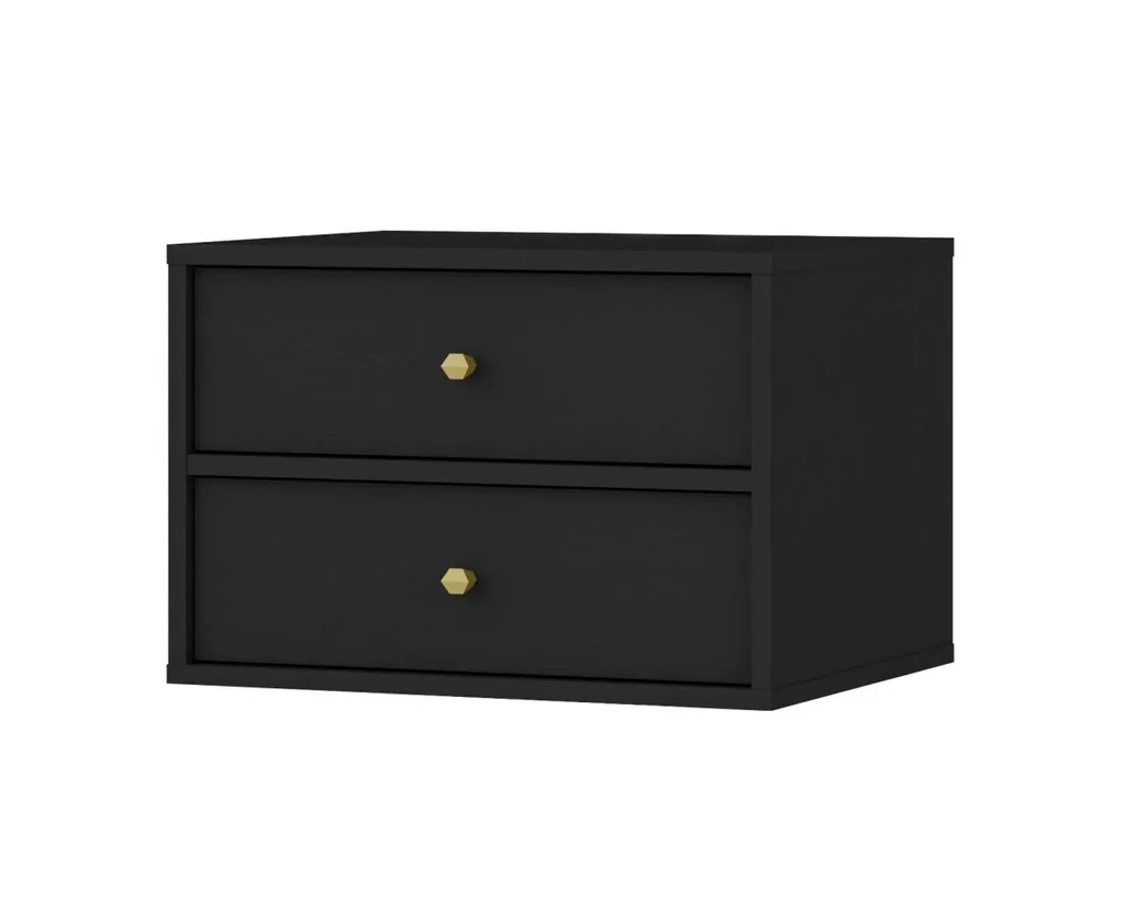 Comodino IROS 4 Nero Grafite e Oro: Eleganza Moderna per Camera da Letto
