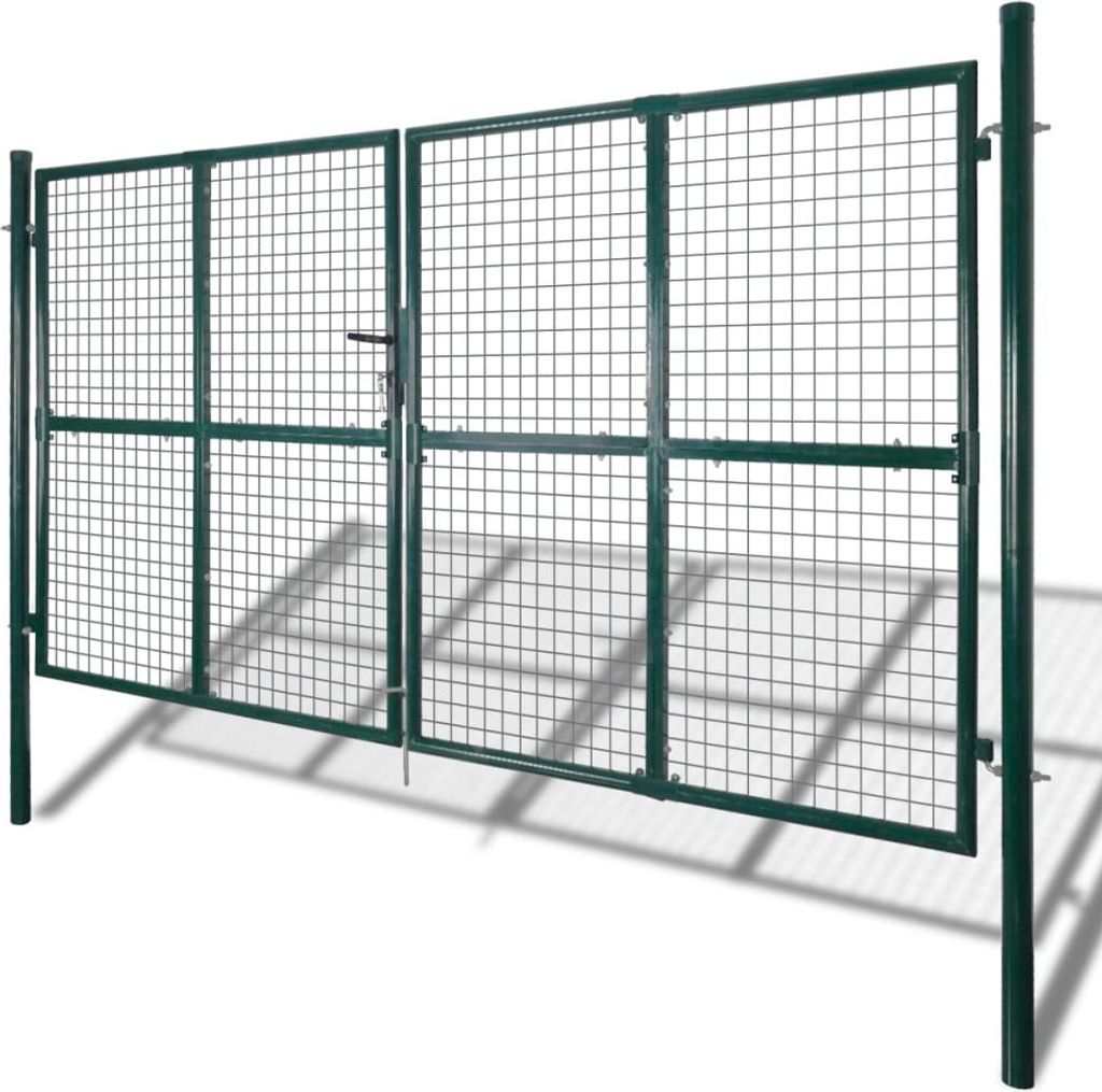 vidaXL Porte de clôture double en acier revêtu par poudre Image du produit 