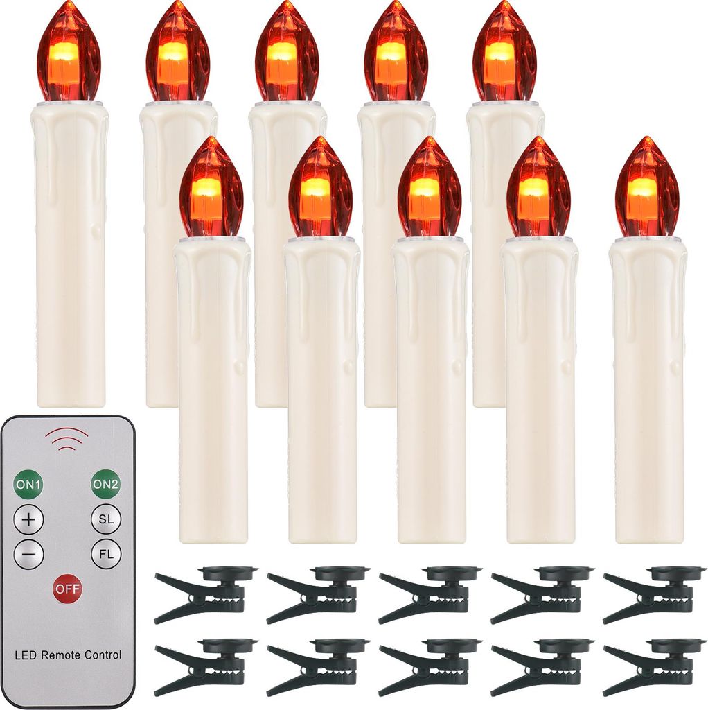 10 Pack flammenlose Kerzen mit Fernbedienung und Clip Helligkeit einstellbar flackernde Led Kerzen batteriebetriebene elektrische schnurlose gefäl...