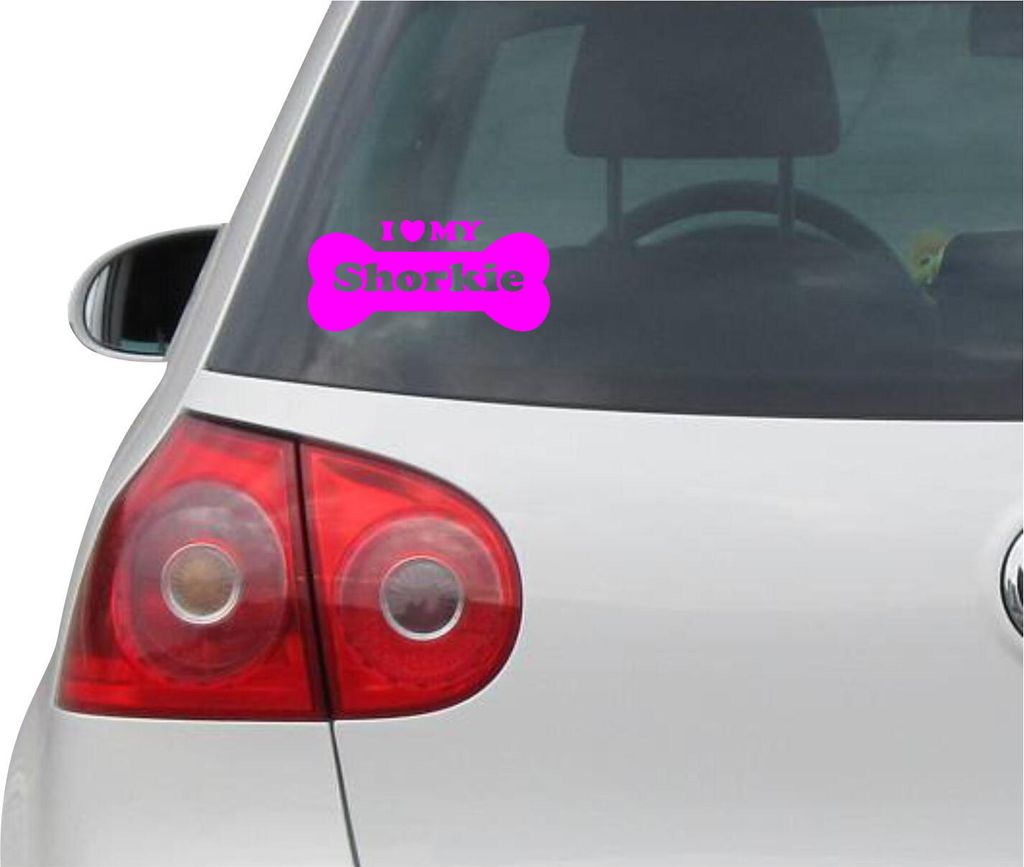 Aufkleber / Autoaufkleber - JDM - Die cut - I Love My Shorkie Decal Auto Truck Fenster Sticker - pink - 149mm x71mm
