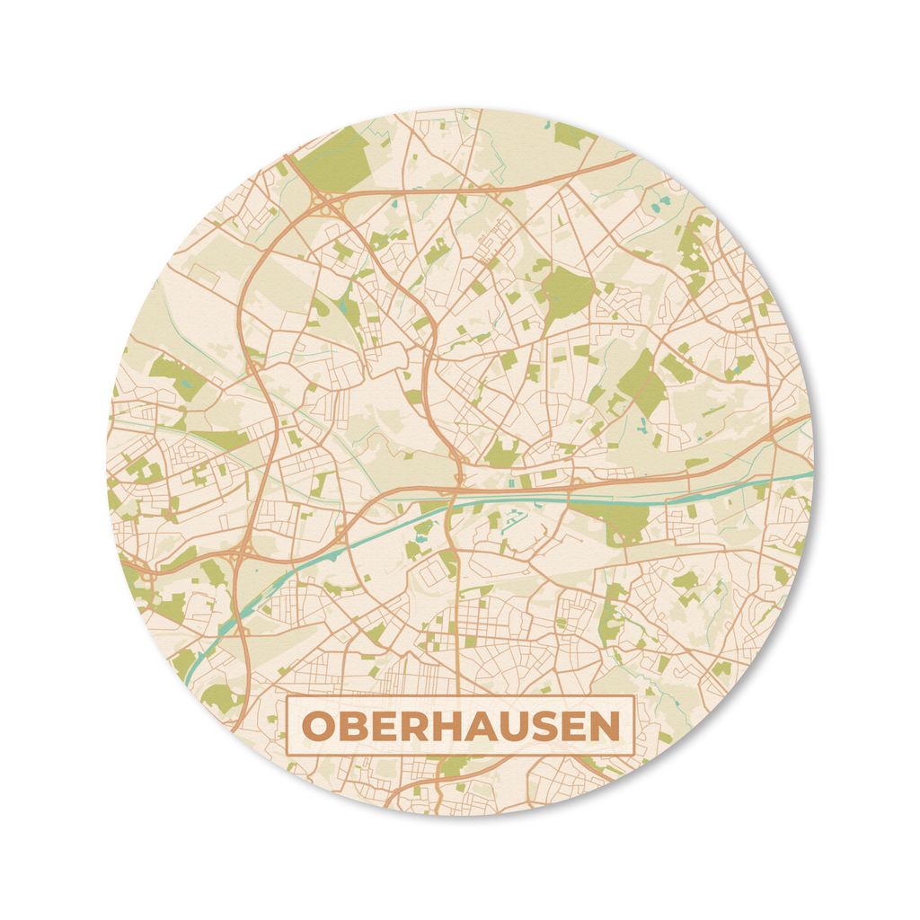 MuchoWow Mauspad Mousepad Vintage - Karte - Stadtplan - Oberhausen - Karte 50x50 cm - Mousepads - Maus Mat - Pad - Mausunterlage - Vinyl