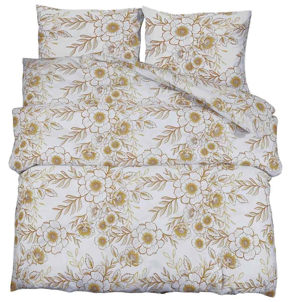 vidaXL Bettwäsche-Set Weiß und Braun 140x200 cm Baumwolle Produktbild 