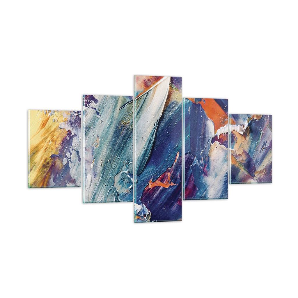 Bilder auf glas - 5 Teile - Die Farben Farbe Abstraktion - 125x70cm - Glasbilder - Wandbilder - Bilder - Wanddekoration aus Glas - Glas Bilder - Wa...